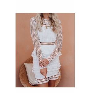 Begin Again Tiered Crochet Lace Dress (Medium)